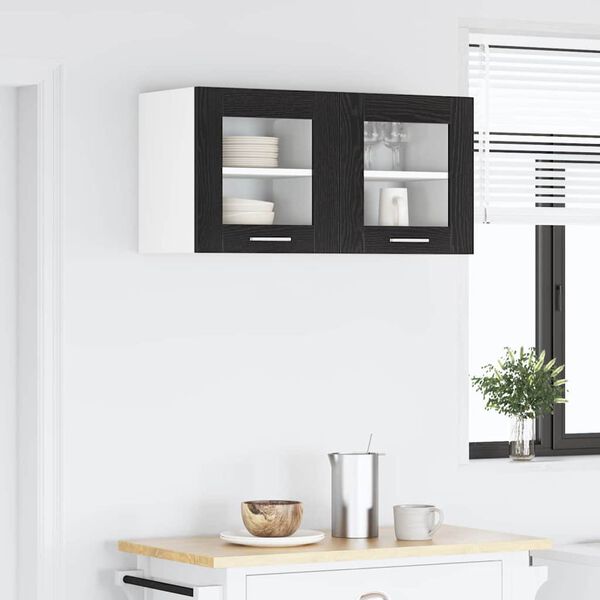vidaXL Mueble colgante con puerta 2 pcs Roble Negro 40 x 31 x 40 cm