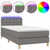 vidaXL Cama box spring con colch&oacute;n y LED tela gris oscuro 100x200 cm