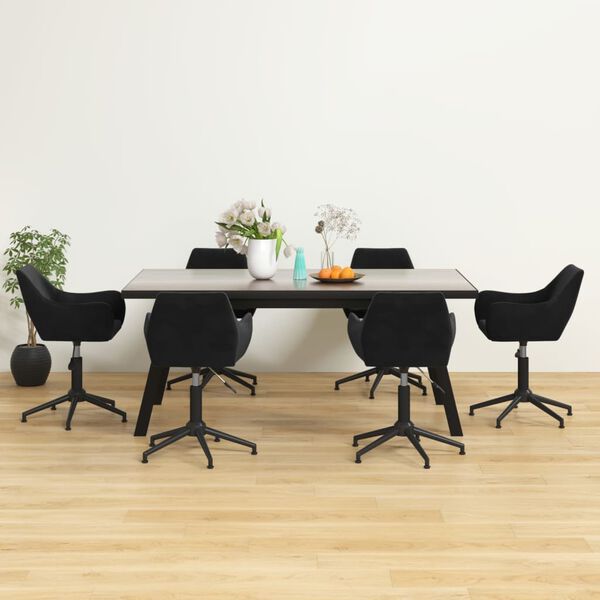 vidaXL Silla de comedor giratoria 6 uds terciopelo negro