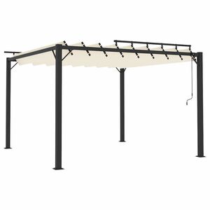 vidaXL Cenador con techo de lamas tela crema y aluminio 3x3 m