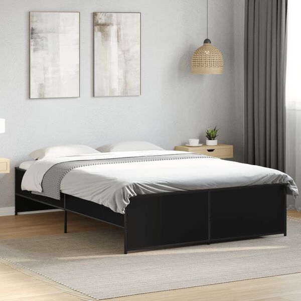 vidaXL Estructura de cama madera de ingenier&iacute;a y metal negro 140x190cm