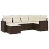 vidaXL Set sof&aacute;s de jard&iacute;n 6 piezas y cojines rat&aacute;n sint&eacute;tico marr&oacute;n