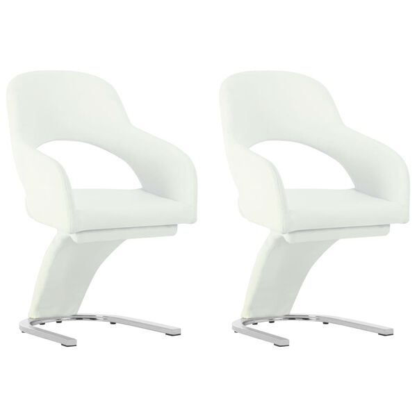 vidaXL Sillas de comedor 2 unidades cuero sint&eacute;tico blanco