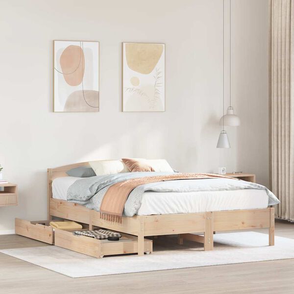 vidaXL Estructura de cama sin colchón madera maciza de pino 140x190 cm