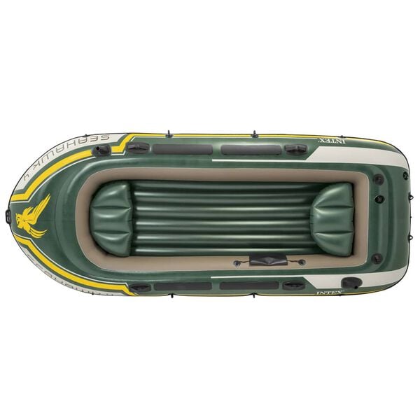 Intex Barca inflable Seahawk 4 con motor de arrastre y soporte