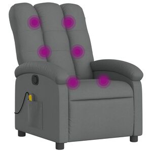 vidaXL Sill&oacute;n reclinable de masaje con tapicer&iacute;a gris oscuro