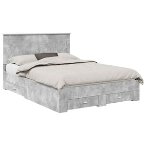 vidaXL Estructura de cama con cabecera Gris Concreto 140 x 190 cm