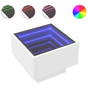 vidaXL Mesa auxiliar con luz LED madera ingenier&iacute;a blanco 40x40x30 cm