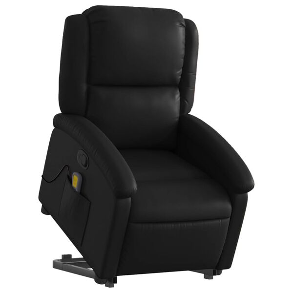 vidaXL Sill&oacute;n reclinable de masaje de pie cuero artificial negro
