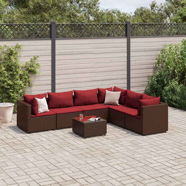 vidaXL Set muebles de jardín 7 piezas y cojines ratán sintético marrón