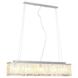 vidaXL L&aacute;mpara de techo con cuentas de cristal plateado 104 cm E14