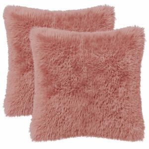 vidaXL Funda de almohada 2 pcs HEERLEN Rosa 30 x 30 cm Fleece PV
