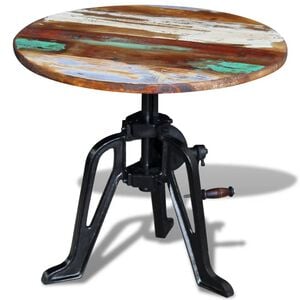 vidaXL Mesita auxiliar madera reciclada y hierro fundido 60x(42-63) cm