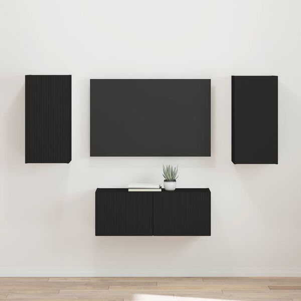 vidaXL Conjunto de mueble de TV 2 pcs Negro Madera de ingenier&iacute;a