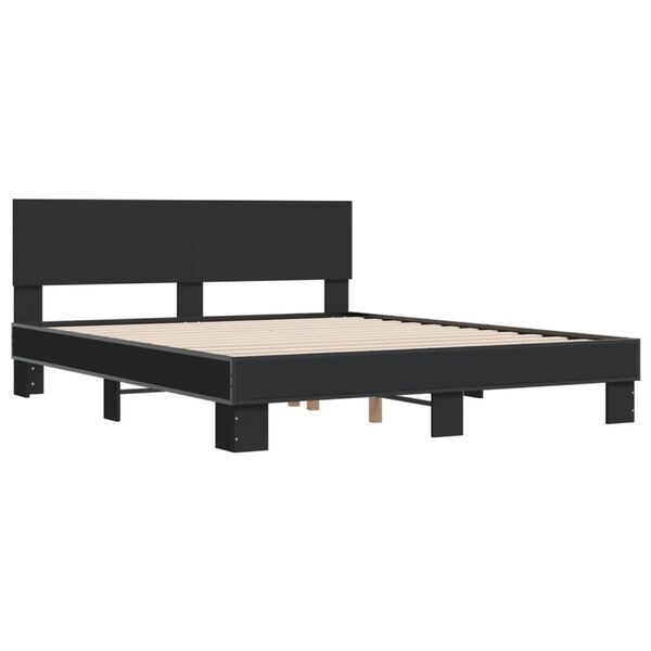 vidaXL Estructura de cama madera de ingeniería y metal negro 150x200cm