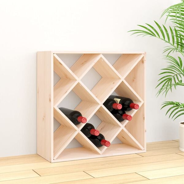 vidaXL Botellero de madera maciza de pino 62x25x62 cm