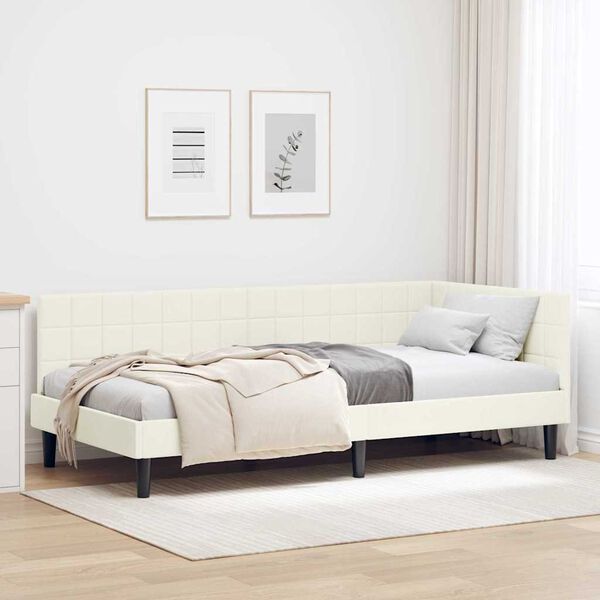 vidaXL Estructura de cama en esquina Crema 90 x 200 cm Terciopelo