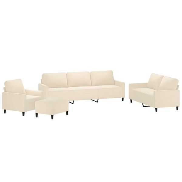 vidaXL Juego de sof&aacute;s con cojines 4 piezas terciopelo crema