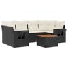 vidaXL Set de comedor de jard&iacute;n 7 pzas y cojines rat&aacute;n sint&eacute;tico negro