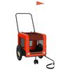 vidaXL Remolque de bicicleta mascotas hierro tela Oxford naranja negro