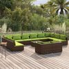 vidaXL Set muebles de jard&iacute;n 13 pzas y cojines rat&aacute;n sint&eacute;tico marr&oacute;n