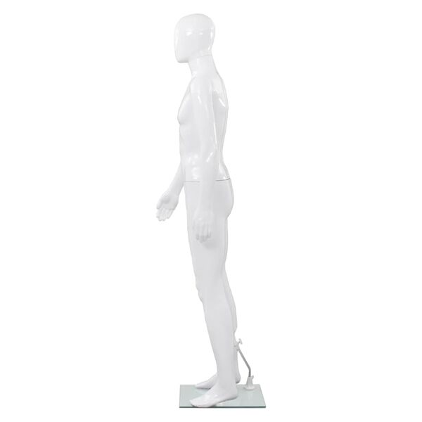 vidaXL Maniquí de hombre completo base vidrio blanco brillante 185 cm