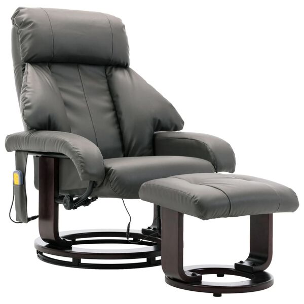 vidaXL Sill&oacute;n de masaje reclinable para TV cuero sint&eacute;tico gris