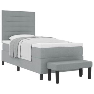 vidaXL Cama tipo Box Spring con colch&oacute;n Gris Claro 80 x 200 cm tela