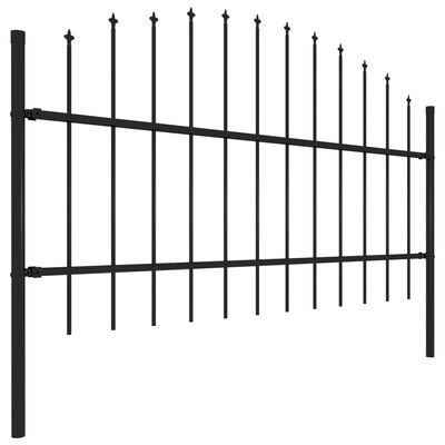 vidaXL Valla de jardín con puntas de lanza acero negro (0,75-1)x3,4 m