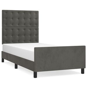 vidaXL Estructura de cama sin colch&oacute;n terciopelo gris oscuro 90x190 cm