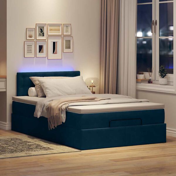 vidaXL Estructura de cama otomana colch&oacute;n terciopelo azul oscuro
