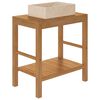 vidaXL Mueble tocador madera teca maciza con lavabo de m&aacute;rmol crema
