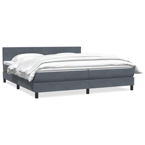 vidaXL Cama box spring con colch&oacute;n terciopelo gris oscuro 180x220 cm
