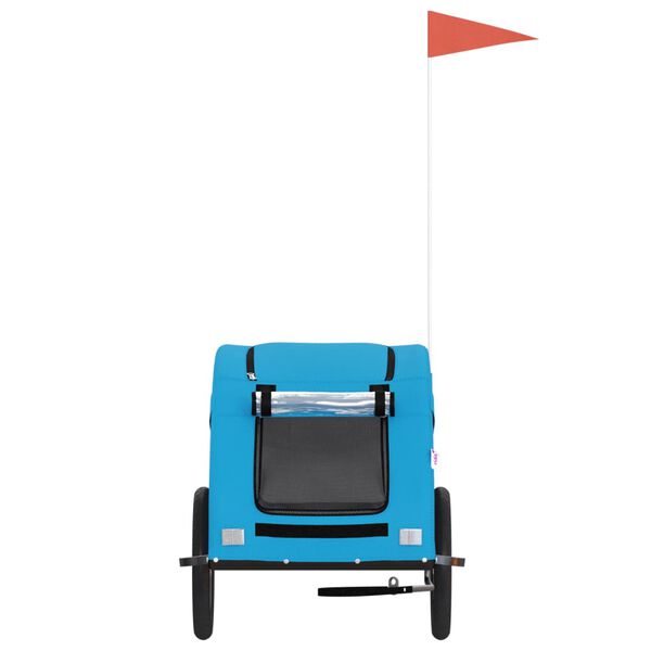 vidaXL Remolque de bicicleta mascotas hierro tela Oxford azul