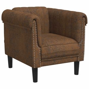 vidaXL Sill&oacute;n de cuero sint&eacute;tico de ante marr&oacute;n