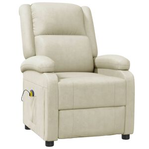 vidaXL Sill&oacute;n de masaje de cuero sint&eacute;tico crema