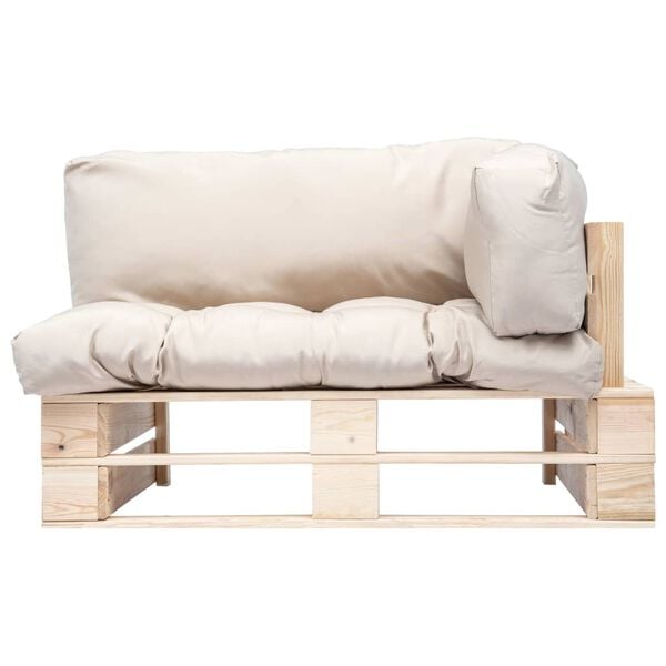 vidaXL Sof&aacute; de jard&iacute;n de palets con cojines color arena madera de pino