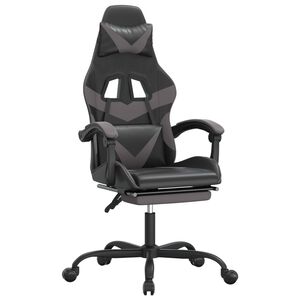 vidaXL Silla gaming con reposapi&eacute;s cuero sint&eacute;tico negro gris