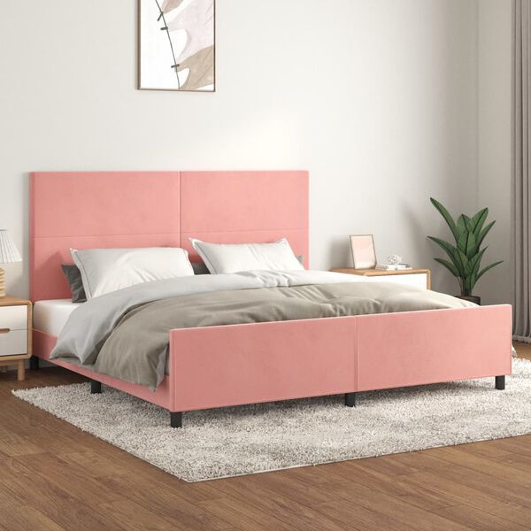 vidaXL Estructura cama sin colch&oacute;n terciopelo rosa 200x200 cm