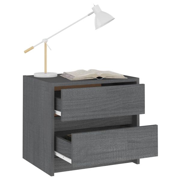 vidaXL Mesita de noche madera maciza de pino gris 40x30,5x35,5 cm