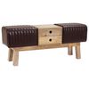 vidaXL Banco 110 x 30 x 45 cm Cuero Real Marr&oacute;n Oscuro