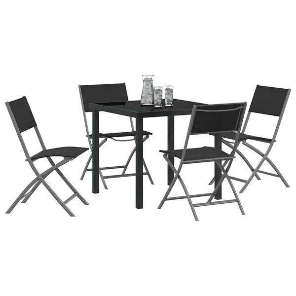 vidaXL Conjunto de Comedor de Jard&iacute;n 5 pcs Negro
