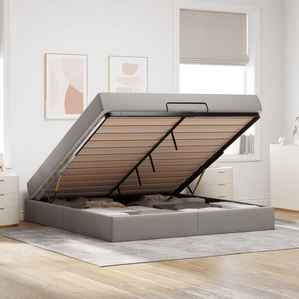 vidaXL Estructura de cama con colch&oacute;n con colch&oacute;n 2 pcs Taup&eacute; tela