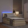 vidaXL Cama con almacenamiento y LED con LED Crema 90 x 190 cm tela
