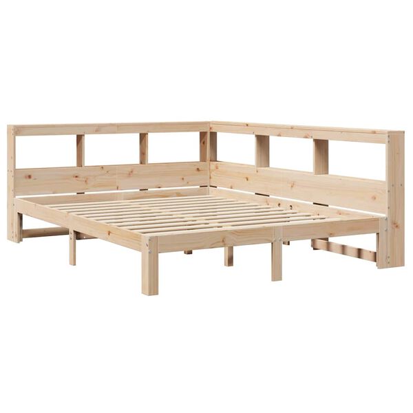 vidaXL Cama con estanter&iacute;a sin colch&oacute;n madera maciza de pino 140x190cm