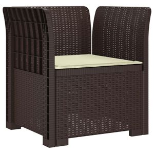 vidaXL Sill&oacute;n Individual con Coj&iacute;n Apariencia de Ratan PP Marr&oacute;n