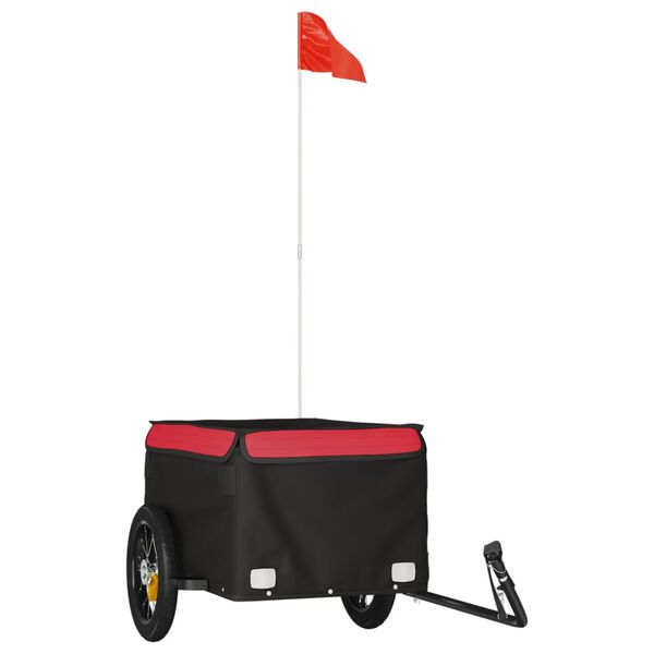 vidaXL Remolque para bicicleta hierro negro y rojo 30 kg
