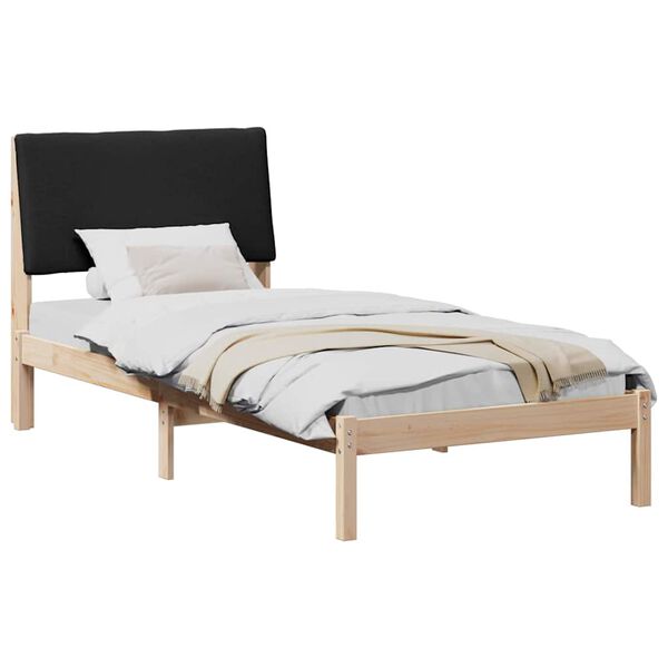 vidaXL Estructura de cama con cabecera Marr&oacute;n y negro 90 x 200 cm