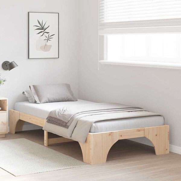vidaXL Estructura de cama Natural 75 x 190 cm Madera de pino macizo