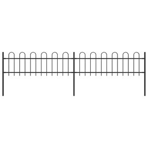 vidaXL Valla de jard&iacute;n con aro superior de acero 359x60 cm negra